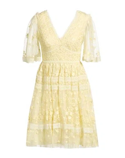 Needle & Thread Woman Mini Dress Pastel Yellow Size 2 Polyester