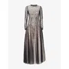 Needle & Thread Womens Graphite/opal Sequin-embellished Flared Woven Maxi Dress In Gray