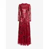 Needle & Thread Womens Needle And Thread Rosanna Lattice Sequin Woven Gown In Red