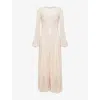Needle & Thread Womens Needle And Thread Sequin Cascade Long-sleeve Woven Gown In Neutral
