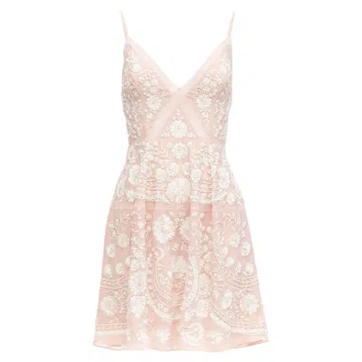 Needle & Thread Beaded Embroidery Embellished Chiffon Dress In Pink