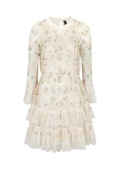 Needle & Thread Bloom Gloss Embellished Tulle Mini Dress In Cream