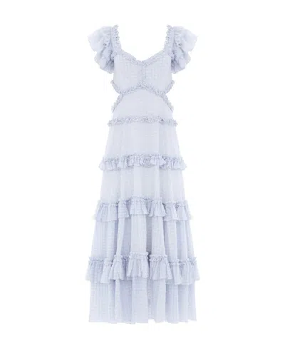 Needle & Thread Broderie-anglaise Organic Cotton Maxi Dress In Blue
