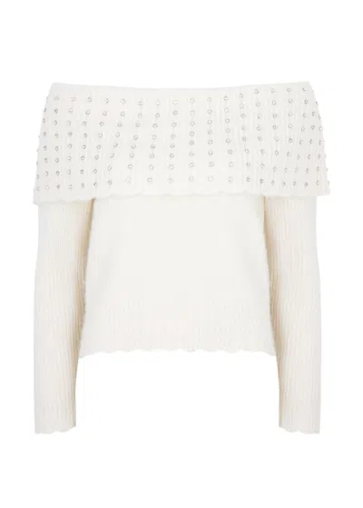 Needle & Thread Crystal-embellished Alpaca-blend Jumper In Cream