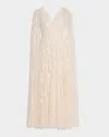 Needle & Thread Dahlia Ditsy Sequin Embroidered Ankle Gown In White