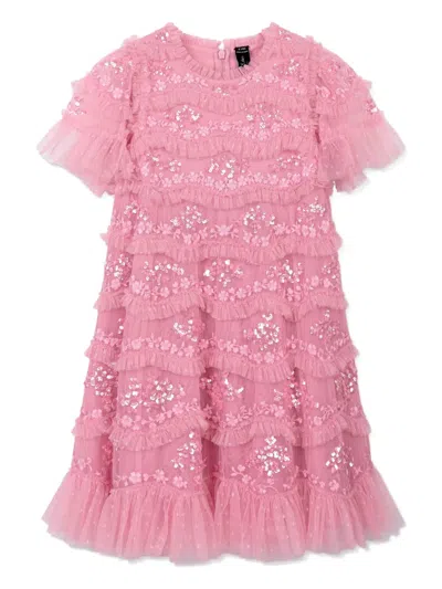 Needle & Thread Kids' Daisy Wave Dress In Pink