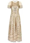 Needle & Thread Deco Dot Embellished Tulle Gown In Cream