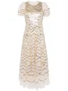 Needle & Thread Deco Dot Embellished Tulle Gown In Neutrals