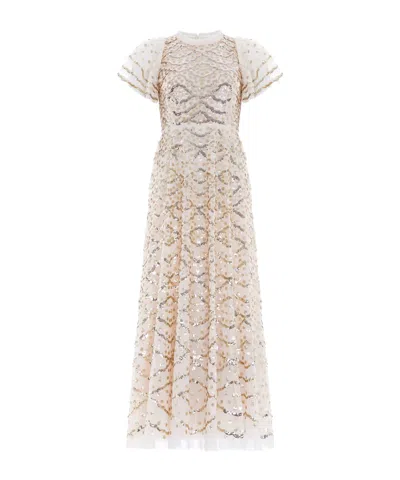 Needle & Thread Deco Dot Gloss Maxi Dress In Nude