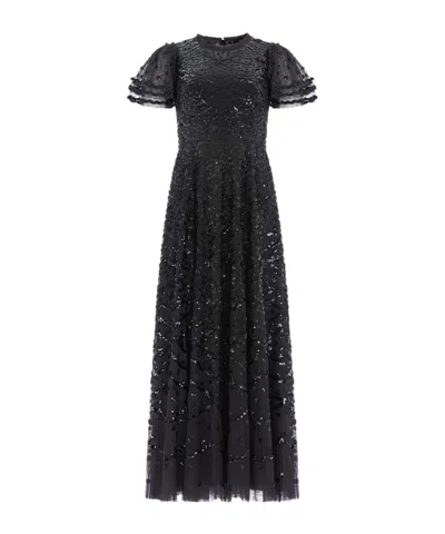 Needle & Thread Decorative Polka Dot Ankle Dress Skirt In Black
