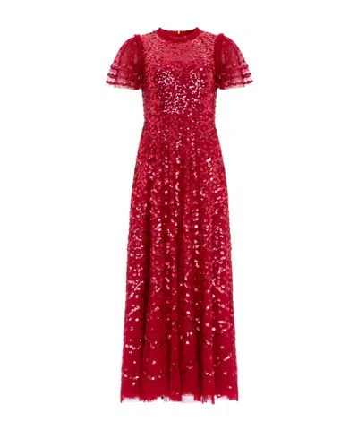 Needle & Thread Decorative Polka Dot Ankle Dress Skirt In Red