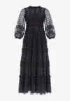 Needle & Thread Polka Dot Flashing Ankle Dress Dress In Graphite