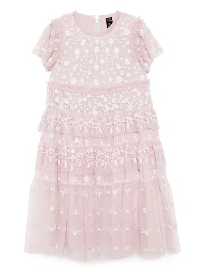 Needle & Thread Kids' Floral-embroidered Dress In Pink