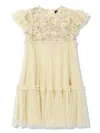 Needle & Thread Floral-embroidered Dress In Yellow