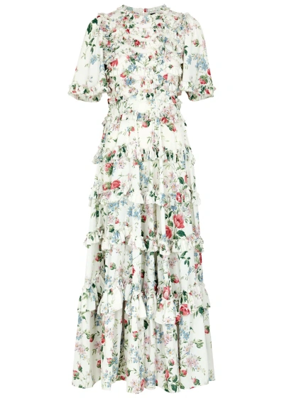 Needle & Thread Floral Fantasy Printed Ruffled Maxi Dress In Multicoloured