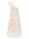 Needle & Thread Florine One-shoulder Embroidered Tulle Gown In Neutrals