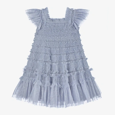 Needle & Thread Kids' Girls Blue Shirred Tulle Dress