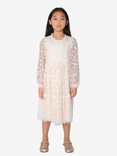 Needle & Thread Kids' Girls Celestia Ribbon Dress In Ivory