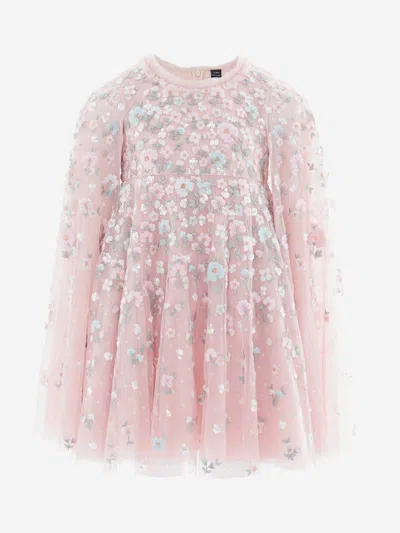 Needle & Thread Kids' Girls Dahlia Ditsy Cape Dress In Pink