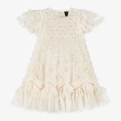 Needle & Thread Babies' Girls Ivory Tulle Sequin Dress In White