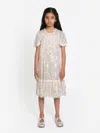 Needle & Thread Girls Mila Gloss Dress In Ivory