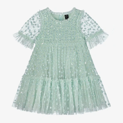Needle & Thread Kids' Girls Mint Green Sequin Tulle Dress