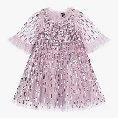 Needle & Thread Needle And Thread Girls Mauve Kids Dash Sequin-embellished Recycled-polyester Dress 4-12 Years