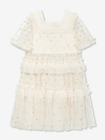 Needle & Thread Kids' Girls Polka Dot Smocked Dress In Ivory