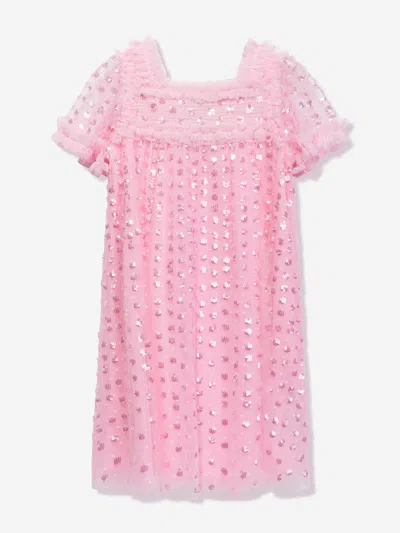 Needle & Thread Kids' Girls Raindrop Smocked Dress In Pink