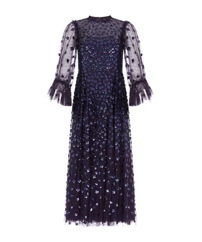 Needle & Thread Glisten Long-sleeved Ankle-length Dress Dress In Black