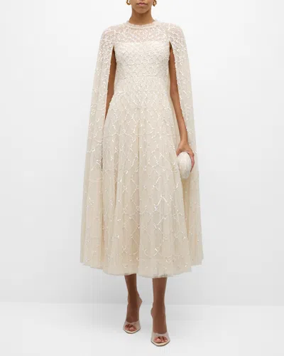 Needle & Thread Heart Lattice Sequin-embellished Gown In Neutrals