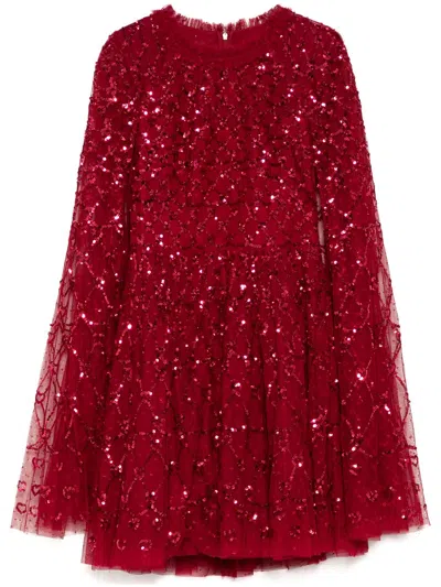 NEEDLE & THREAD HEART LATTICE MICRO MINI DRESS
