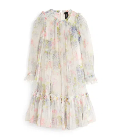 Needle & Thread Kids' Hydrangea Long-sleeve Dress In Green