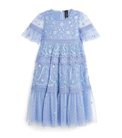 Needle & Thread Kids' Lace-detail Midsummer Dress (4-10 Years) In Blue