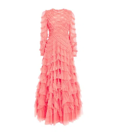 Needle & Thread Lana Ruffled Tulle Gown In Pink