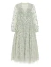 Needle & Thread Leila Dot V-neck Ankle Gown In Green