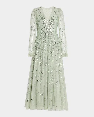 NEEDLE & THREAD LEILA SEQUIN DOT TULLE ANKLE GOWN