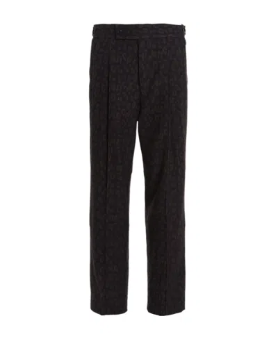 Needle & Thread Leopard Print Jacquard Pattern Casual Pants In Black