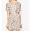 Needle & Thread Linear Motif Embellished Shift Dress In Beige In Beige
