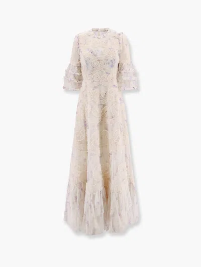 Needle & Thread Long Dress With Multicolor Motif In White