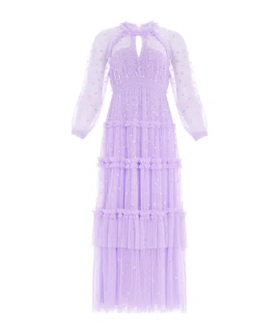 Needle & Thread Long Sleeved Dress In Purple