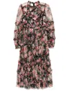 Needle & Thread Womens Midnight Dance Frilled-trim Recycled-nylon Midi Dress Graphite In Red