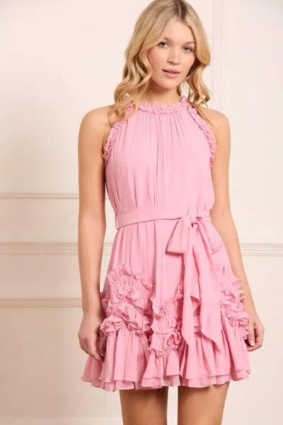 Needle & Thread Anita Chiffon Sleeveless Micro Mini Dress In Pink