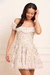 Needle & Thread Antoinettes Floral Off-shoulder Micro Mini Dress