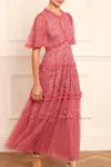 Needle & Thread Autumn Lace Ankle Gown In Pink