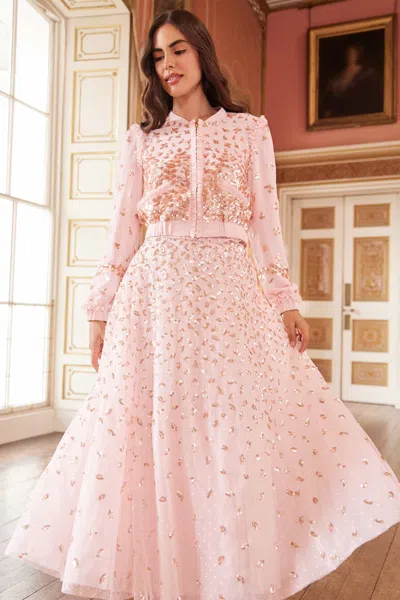 Needle & Thread Autumn Leaves Ballerina Skirt In Pink