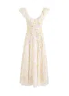 Needle & Thread Ballerina Floral-embellished Tulle Gown In Cream