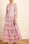 Needle & Thread Blossom Lace Ankle Gown In Purple