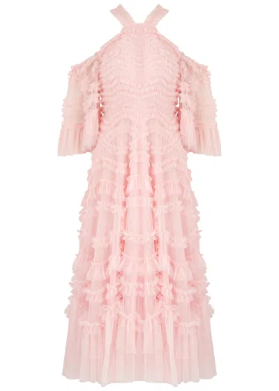 Needle & Thread Bronte Off-the-shoulder Ruffled Tulle Gown In Pink
