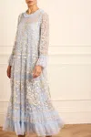 Needle & Thread Celia Long Sleeve Ankle Gown In Blue